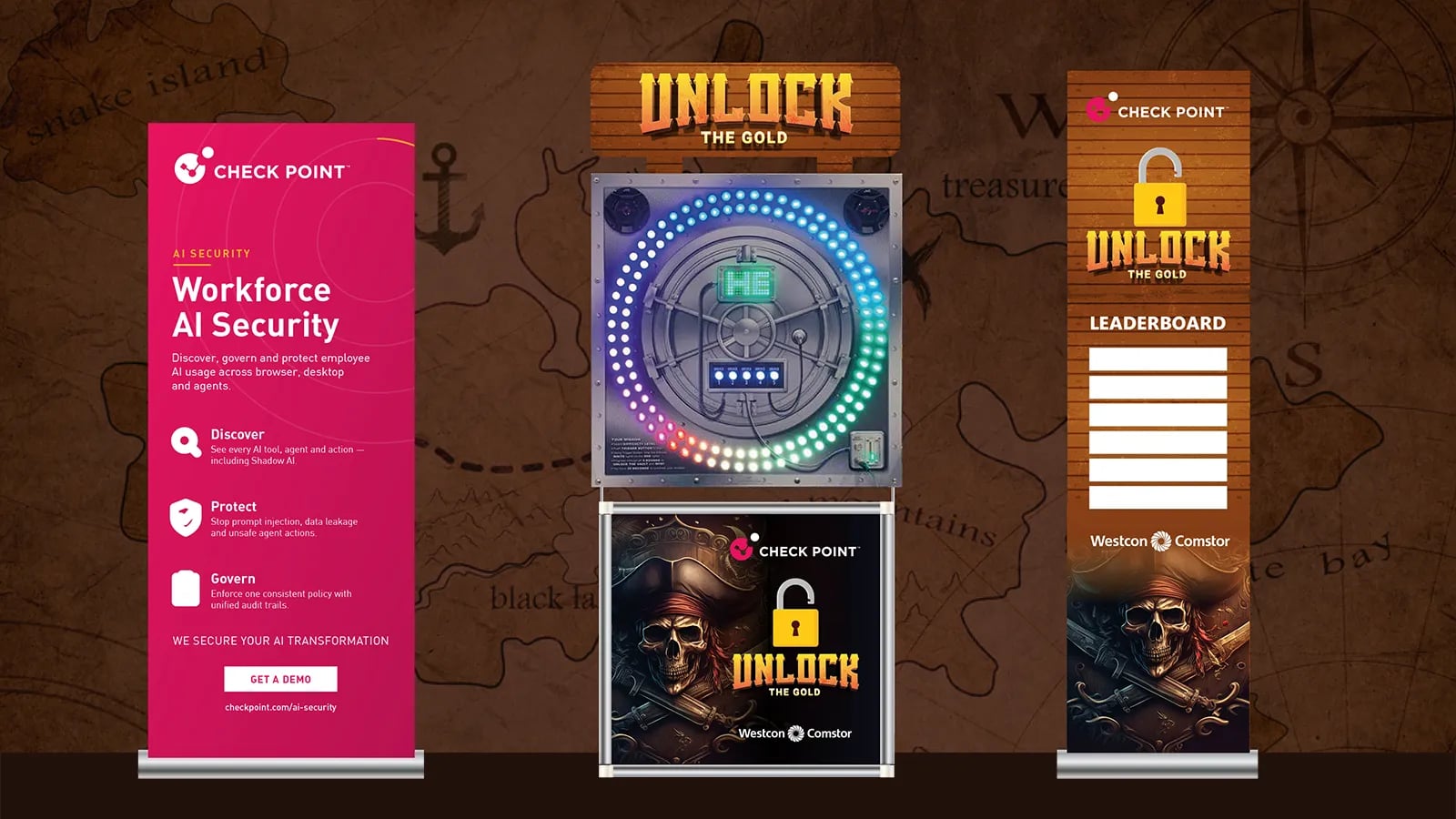Branded arcade games and a live leaderboard at a Check Point sales day