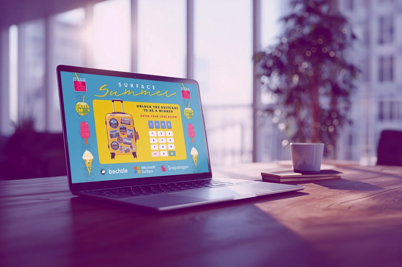 A bespoke branded game on a laptop
