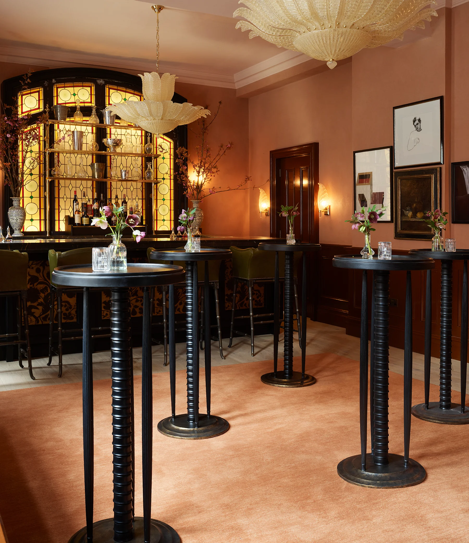 The bar at NoMad London set for a Christmas party